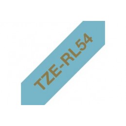 BROTHER TZE-RL54 (24mm x 4m) Or sur bleu clair - Ruban K7 pour étiqueteuse P-TOUCH - vue impression