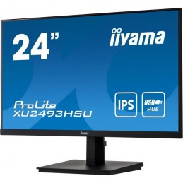 IIYAMA PROLITE XU2493HSU-B1 Ecran PC 24'' FHD - Dalle IPS - 4 MS - 60 Hz - HDMI, DP, VGA - vue de trois quart