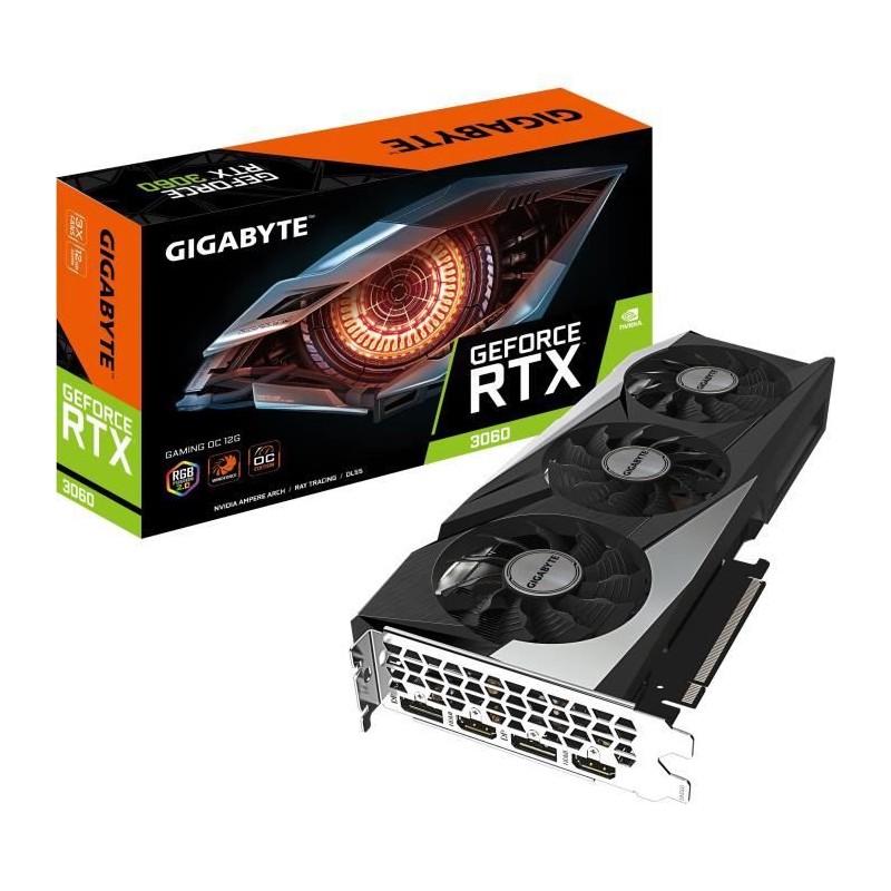 GIGABYTE RTX 3060 GAMING OC 12G LHR Carte Graphique HDMI, DP (GV-N3060GAMING OC-12GD)