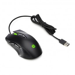 HP Backlit MS HP300 PACK Gaming Souris et tapis de souris - vue souris de trois quart