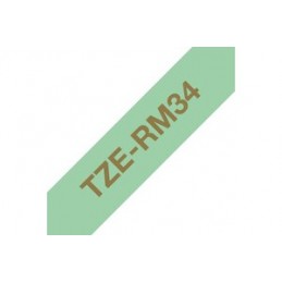 BROTHER TZE-RM34 (12mm x 4m) Or sur vert menthe - Ruban K7 pour étiqueteuse P-TOUCH - vue impression