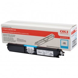 OKI 44250723 Cyan Toner Laser (2500 pages) authentique pour C110, C130, MC160 - vue emballage