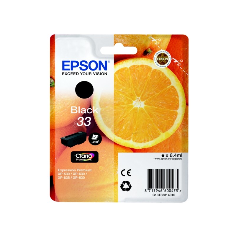 EPSON T3331 Noir Cartouche d'encre 33 Oranges (C13T33314022) pour XP-530, XP900