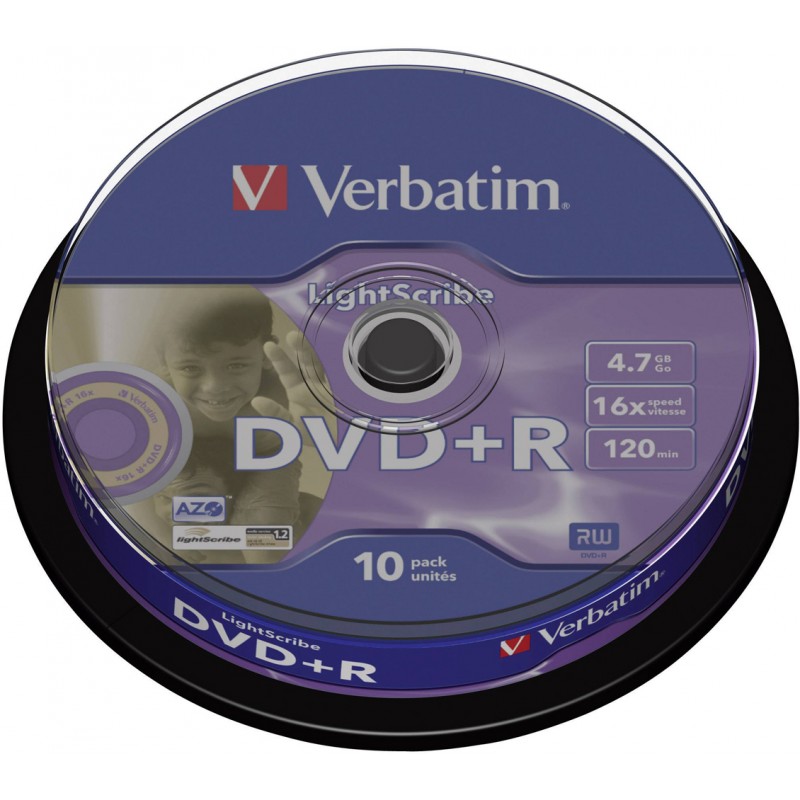 DVD+R 4,7GB / 120MIN VERBATIM ÉCRITURE 16X LIGHTSCRIBE - Pack de 10