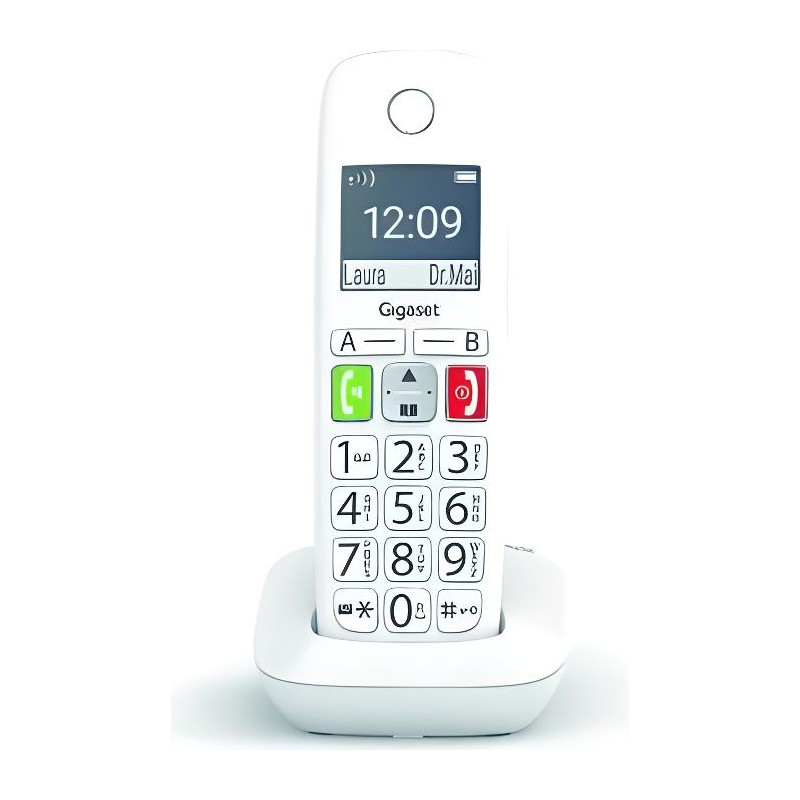 GIGASET E290 Blanc Téléphone Fixe sans fil - Larges touches - vue de face