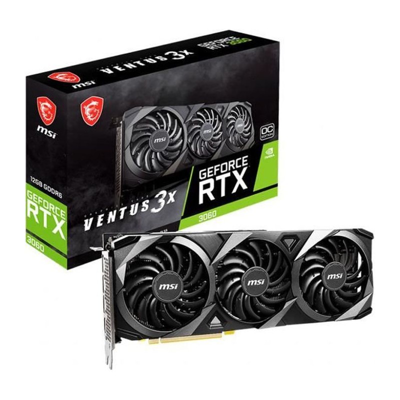 MSI GeForce RTX 3060 VENTUS 3X 12Go OC Carte Graphique nVIDIA - 3x DP, HDMI - vue emballage