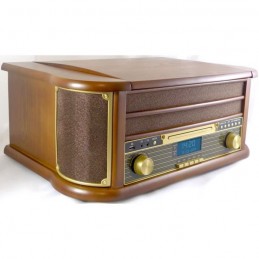 INOVALLEY RETRO29E-N Chaîne Hifi vinyle style rétro 2x 20W - Bluetooth 5.0 - Lecteur CD, K7 audio - Radio FM - USB - vue gauche