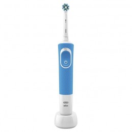 ORAL-B Vitality 100 Bleu Brosse a Dents Électrique Rechargeable, 1 Manche, 1 Brossette CrossAction - vue de face