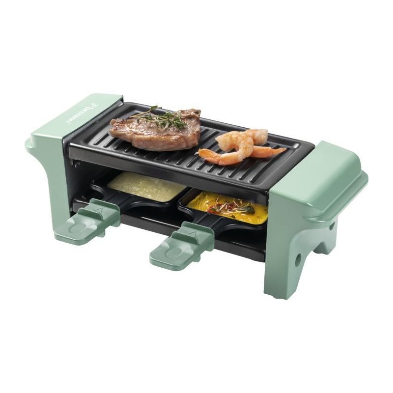 BESTRON AGR102G Menthe Appareil a raclette 2 personnes Gril - 350W - 2 poelons et 2 spatules