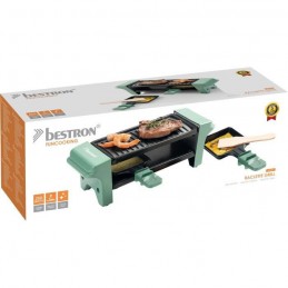 BESTRON AGR102G Menthe Appareil a raclette 2 personnes Gril - 350W - 2 poelons et 2 spatules - vue emballage