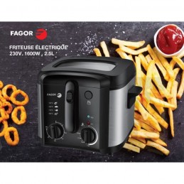 FAGOR FG0312 Noir Friteuse électrique 2.5L - 1600W - Timer - Thermostat réglable - vue caractéristiques
