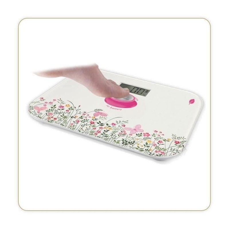 LITTLE BALANCE 8328 Floral Kinetic Pèse-personne sans pile Rechargeable - max 180kg - Précision 100g