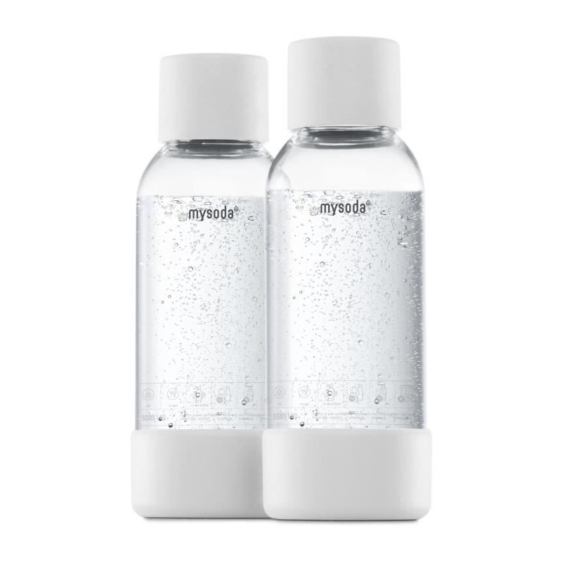 MYSODA 2PB05F-W Blanc Pack de 2 bouteilles 0.5L White PET et Biocomposite