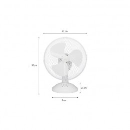 OCEANIC TX-901D Blanc Ventilateur de table diam. 23cm - 30W - Oscillant - vue dimensions