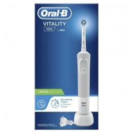 ORAL-B Vitality 100 Blanc Brosse a Dents Électrique Rechargeable, 1 Manche, 1 Brossette CrossAction - vue emballage