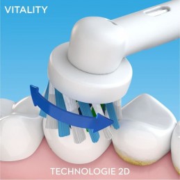 ORAL-B Vitality 100 Blanc Brosse a Dents Électrique Rechargeable, 1 Manche, 1 Brossette CrossAction - vue brosse