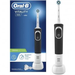 ORAL-B Vitality 100 Noir Brosse a Dents Électrique Rechargeable, 1 Manche, 1 Brossette CrossAction