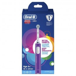 ORAL-B Brosse a Dents Électrique Junior Rechargeable - 1 Manche, 1 Brossette - enfant de 6 ans et plus - Violet - vue emballage