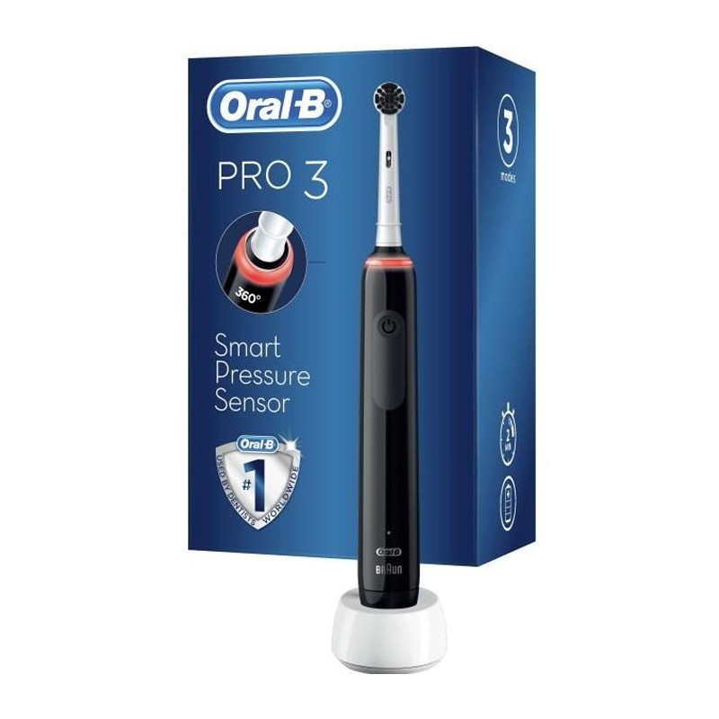 ORAL-B Pro 3 Noir - 3000 PureClean Brosse a Dents Électrique rechargeable - vue emballage