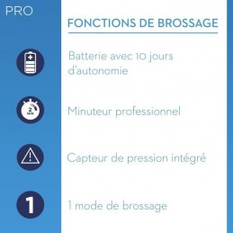 ORAL-B PRO 1 700 Cross Action Brosse à Dents Électrique rechargeable - Blanche et bleue - vue fonctions