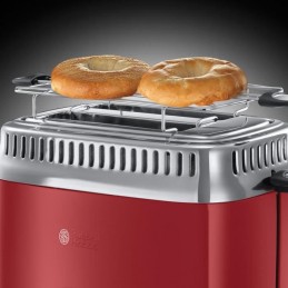 RUSSELL HOBBS 21680-56 Rouge Toaster Grille-pain Retro - 1300W - 2 fentes - vue réchauffe