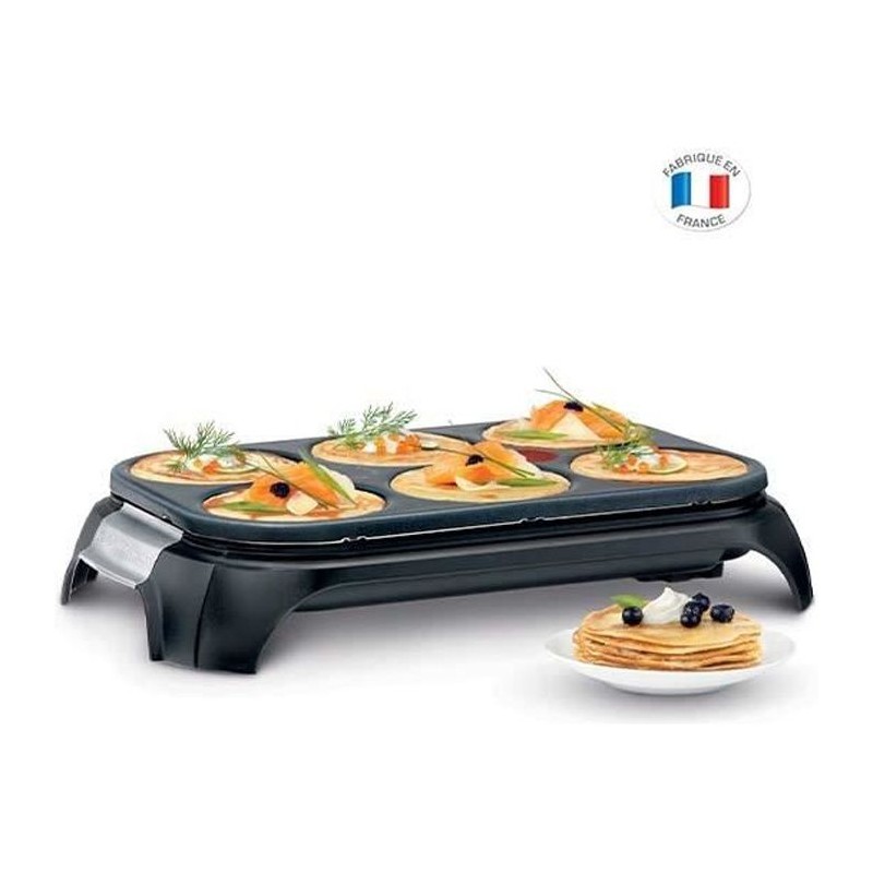 TEFAL PY558813 Noir Crep'Party Crêpière 6 empreintes 12cm - 1000W