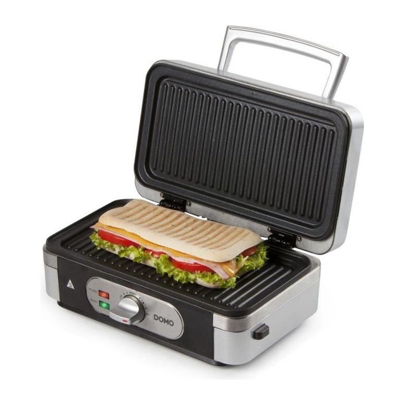 DOMO DO9136C Inox Gaufrier multifonction Croque-monsieur Sandwich - 1000W - en situation sandwich