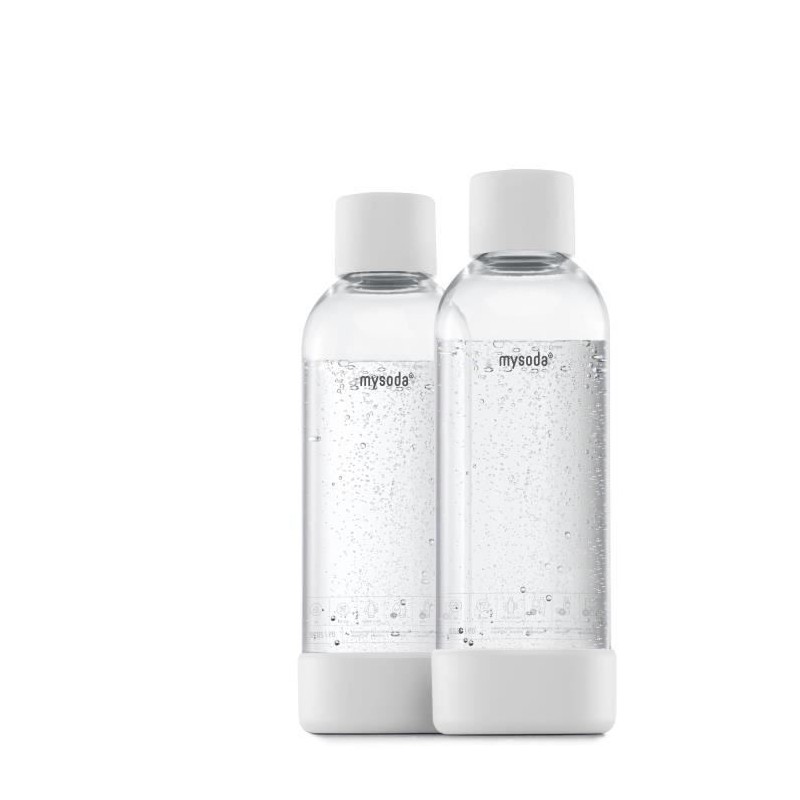 MYSODA 2PB10F-W Blanc Pack de 2 bouteilles 1L White PET et Biocomposite
