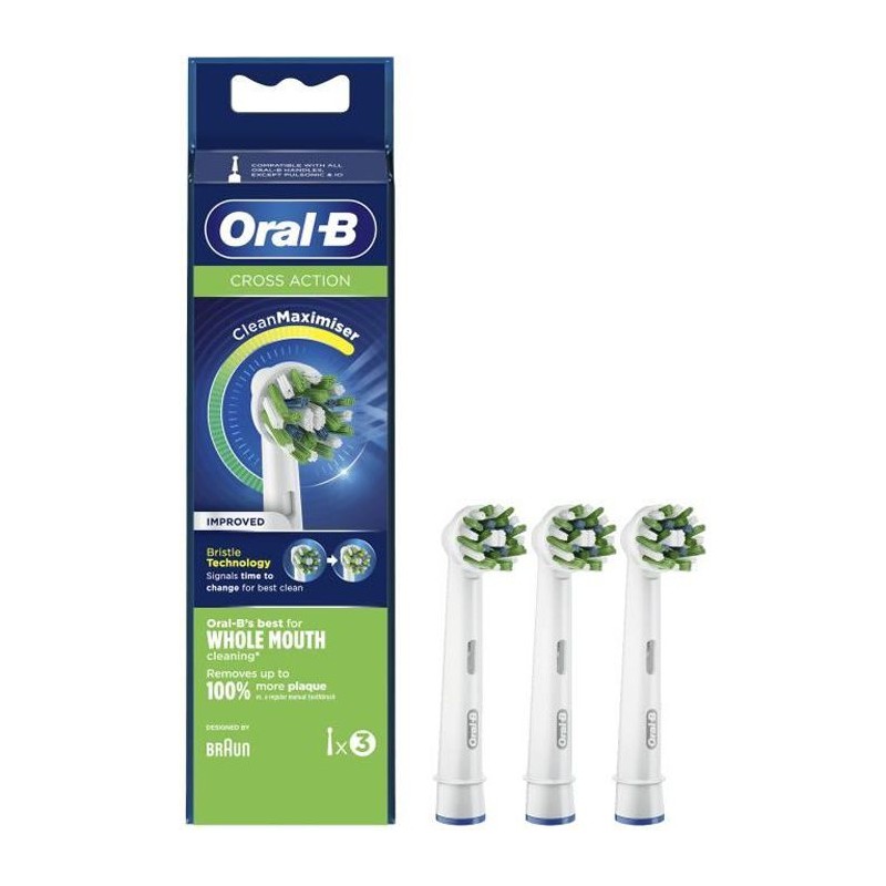 ORAL-B Brossette CrossAction avec Technologie CleanMaximiser (Pack de 3 unités)