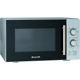 BRANDT SM2602S Silver Micro-ondes monofonction pose libre 26L - 900W - Plateau 32cm - vue de trois quart