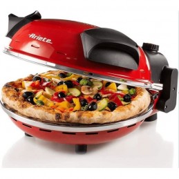 ARIETE 2952 Rouge et noir Four a pizza Da Gennaro - Diam. 30cm - 1200W - vue de trois quart ouvert