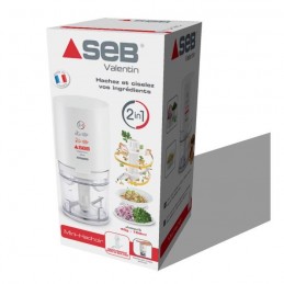 SEB 855306 Blanc Mini Hachoir Valentin - 250W - Hache, Coupe, Cisèle tous types d'ingrédients - vue emballage