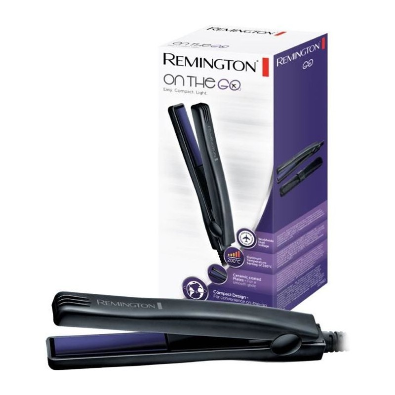 REMINGTON S2880 Fer à Lisser 200 °C Mini Lisseur de Voyage Advanced Ceramic On The Go Ultra Compacte