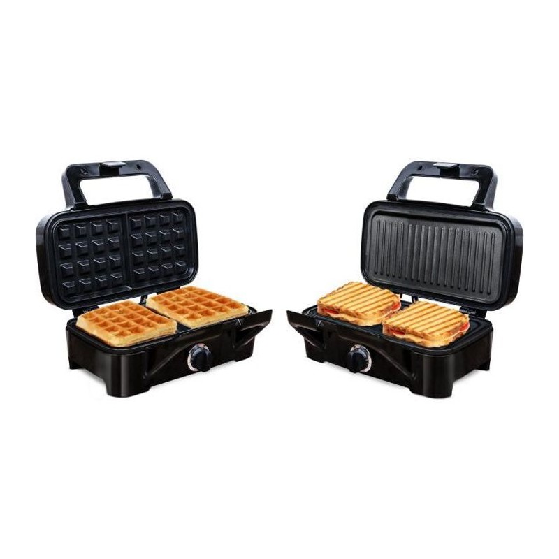 LITTLE BALANCE 8368 Speed'n Mixt Gaufrier et Grill électrique 1200W - 1 plaque Gaufres, 1 plaque Gril - vue plaques