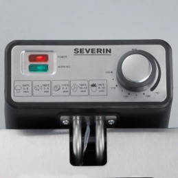 SEVERIN FR2431 Inox Friteuse électrique 3L - 2000W - garantie sans éclaboussure - vue zoom thermostat