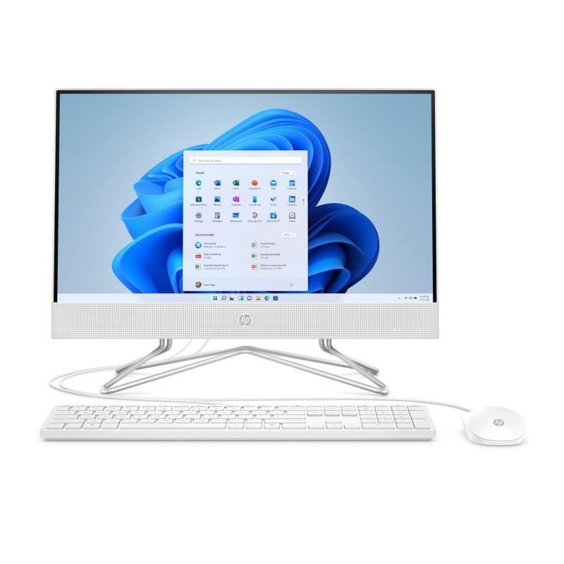 HP 22-dd2001nf Blanc Ordinateur de bureau All-in-One 22'' FHD - J4025 - RAM 4Go - 256Go SSD - W11 - AZERTY - vue de face