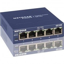 NETGEAR GS105 Switch réseau 5 ports RJ45 Gigabit 10/100/1000 Mbps - Boitier métal - Protection ProSAFE
