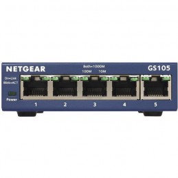 NETGEAR GS105 Switch réseau 5 ports RJ45 Gigabit 10/100/1000 Mbps - Boitier métal - Protection ProSAFE - vue de face