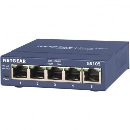 NETGEAR GS105 Switch réseau 5 ports RJ45 Gigabit 10/100/1000 Mbps - Boitier métal - Protection ProSAFE - vue de 3/4