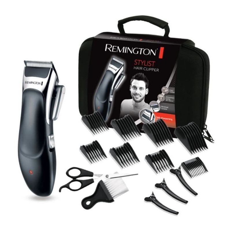 REMINGTON HC363C Coffret Cheveux Tondeuse Lames Advanced Ceramic, Auto-Affûtées, Auto-Lubrifiées, Anti Irritations