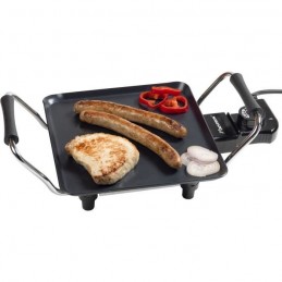 BESTRON ABP600 Noir Plancha Grill de table - 1000W - 21 x 21 cm - vue en situation cuisson porc