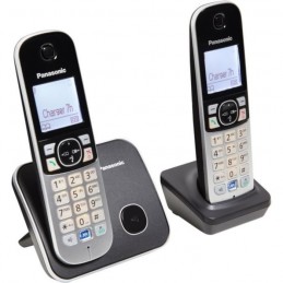 PANASONIC TG6812 Argent et noir Téléphone sans fil Dect Duo sans répondeur