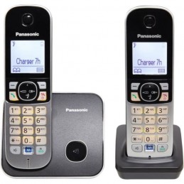 PANASONIC TG6812 Argent et noir Téléphone sans fil Dect Duo sans répondeur - vue de face