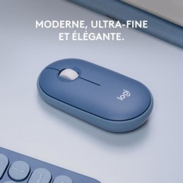 LOGITECH M350 PEBBLE Blueberry Souris sans fil - nano récepteur USB (910-006753) - vue moderne