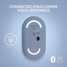 LOGITECH M350 PEBBLE Blueberry Souris sans fil - nano récepteur USB (910-006753) - vue de dessous