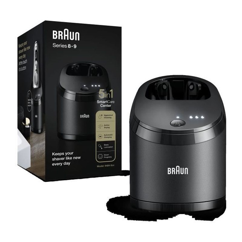 BRAUN Centre SmartCare Noir 5-en-1, Recharge, Nettoyage, Compatible avec les Series 9 Et 8, Cartouches Clean & Renew