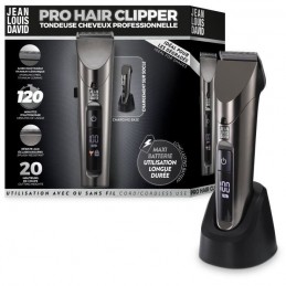 JEAN LOUIS DAVID Tondeuse Pro Hair Clipper sans fil rechargeable - 20 hauteurs de coupe