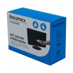 DACOMEX Boite 20 lingettes humides / sèches pour écran LCD TFT Smartphone Tablette - vue emballage
