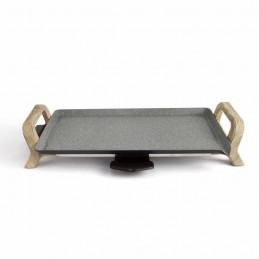 LIVOO DOC214 Noir et bois Plancha de table - 1800W - vue de trois quart