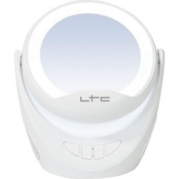 LTC MIRROR PHONE Miroir lumineux LED sur batterie - haut-parleurs - Bluetooth - Support téléphone - Blanc
